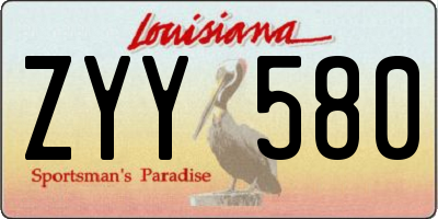 LA license plate ZYY580