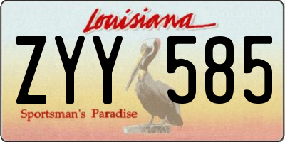 LA license plate ZYY585