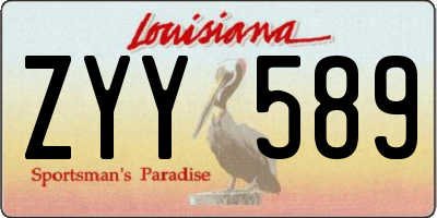 LA license plate ZYY589