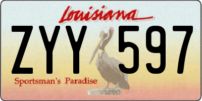 LA license plate ZYY597