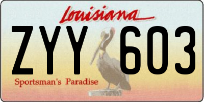 LA license plate ZYY603