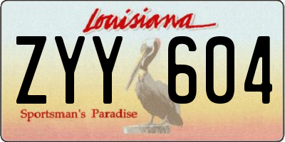 LA license plate ZYY604