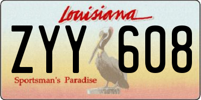 LA license plate ZYY608