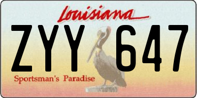 LA license plate ZYY647