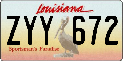 LA license plate ZYY672