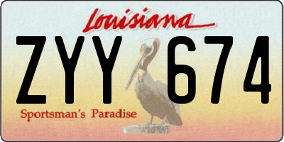 LA license plate ZYY674