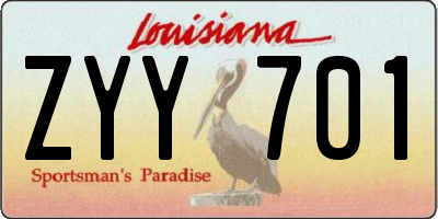 LA license plate ZYY701