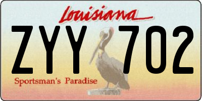 LA license plate ZYY702