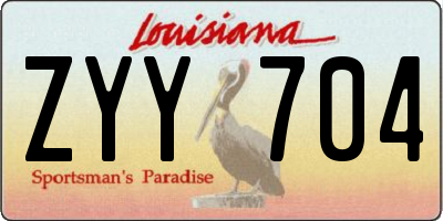 LA license plate ZYY704