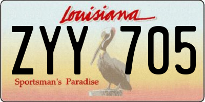 LA license plate ZYY705