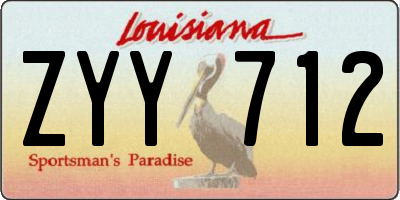 LA license plate ZYY712