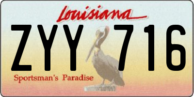 LA license plate ZYY716