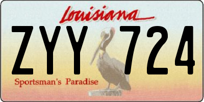 LA license plate ZYY724