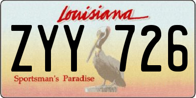 LA license plate ZYY726