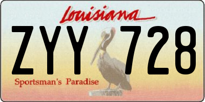 LA license plate ZYY728