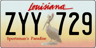 LA license plate ZYY729