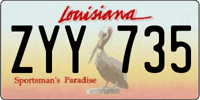 LA license plate ZYY735