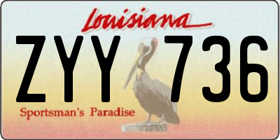 LA license plate ZYY736