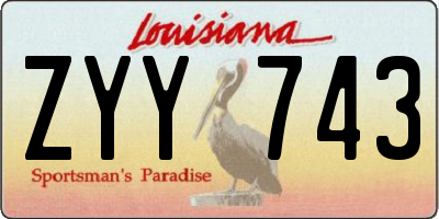 LA license plate ZYY743