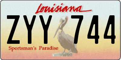 LA license plate ZYY744