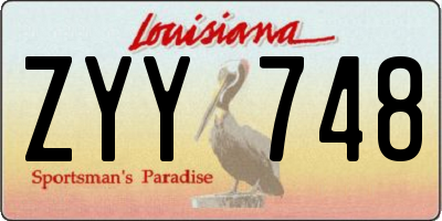 LA license plate ZYY748