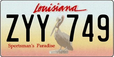 LA license plate ZYY749