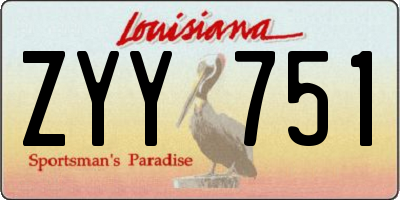 LA license plate ZYY751