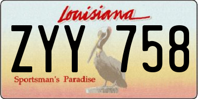 LA license plate ZYY758