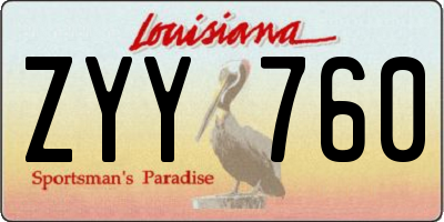 LA license plate ZYY760