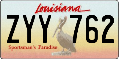 LA license plate ZYY762