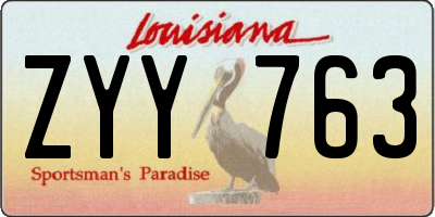 LA license plate ZYY763