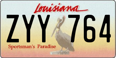 LA license plate ZYY764