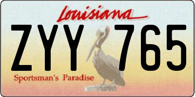 LA license plate ZYY765