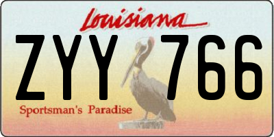 LA license plate ZYY766