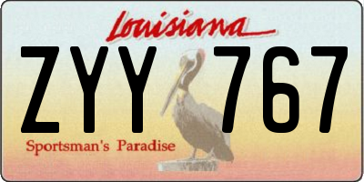 LA license plate ZYY767