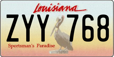 LA license plate ZYY768