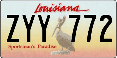 LA license plate ZYY772