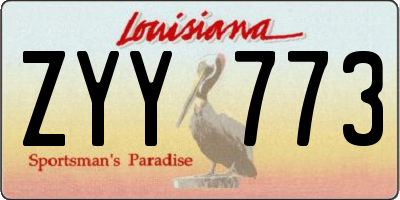 LA license plate ZYY773