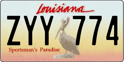 LA license plate ZYY774