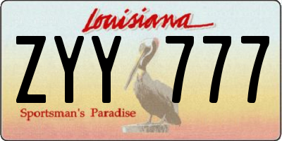 LA license plate ZYY777