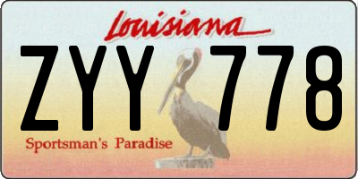 LA license plate ZYY778