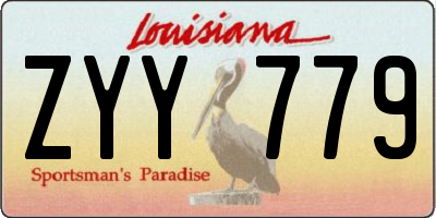 LA license plate ZYY779