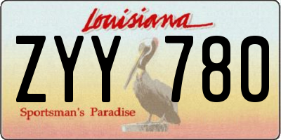 LA license plate ZYY780