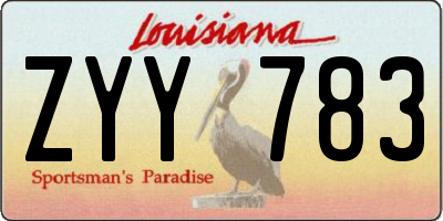 LA license plate ZYY783