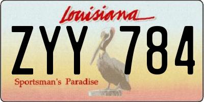 LA license plate ZYY784