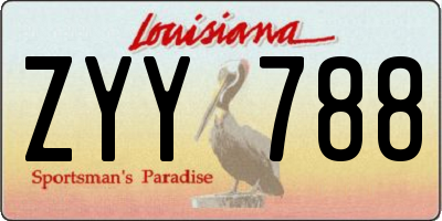 LA license plate ZYY788
