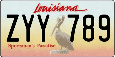 LA license plate ZYY789