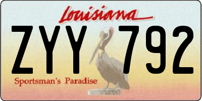 LA license plate ZYY792