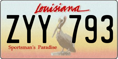 LA license plate ZYY793