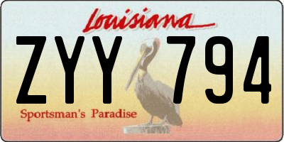 LA license plate ZYY794